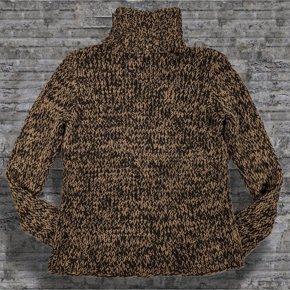 Calvin Klein Super Chunky "Hand Knit Look" Caramel Brown Turtleneck Sweater sz M - Picture 6 of 6